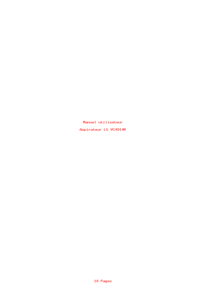 Page 1 de la notice Manuel utilisateur LG VC4914R