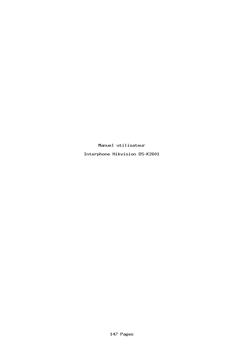 Page 1 de la notice Manuel utilisateur Hikvision DS-K2601