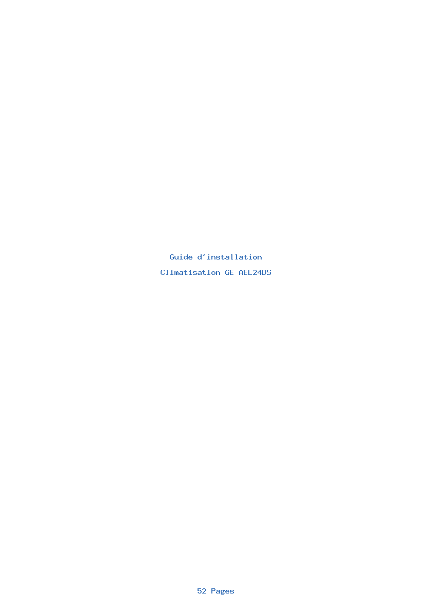 Page 1 de la notice Guide d'installation GE AEL24DS