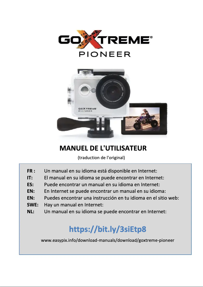 Page 1 de la notice Manuel utilisateur GoXtreme Pioneer