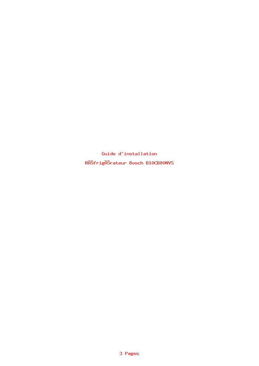 Page 1 de la notice Guide d'installation Bosch B10CB80NVS