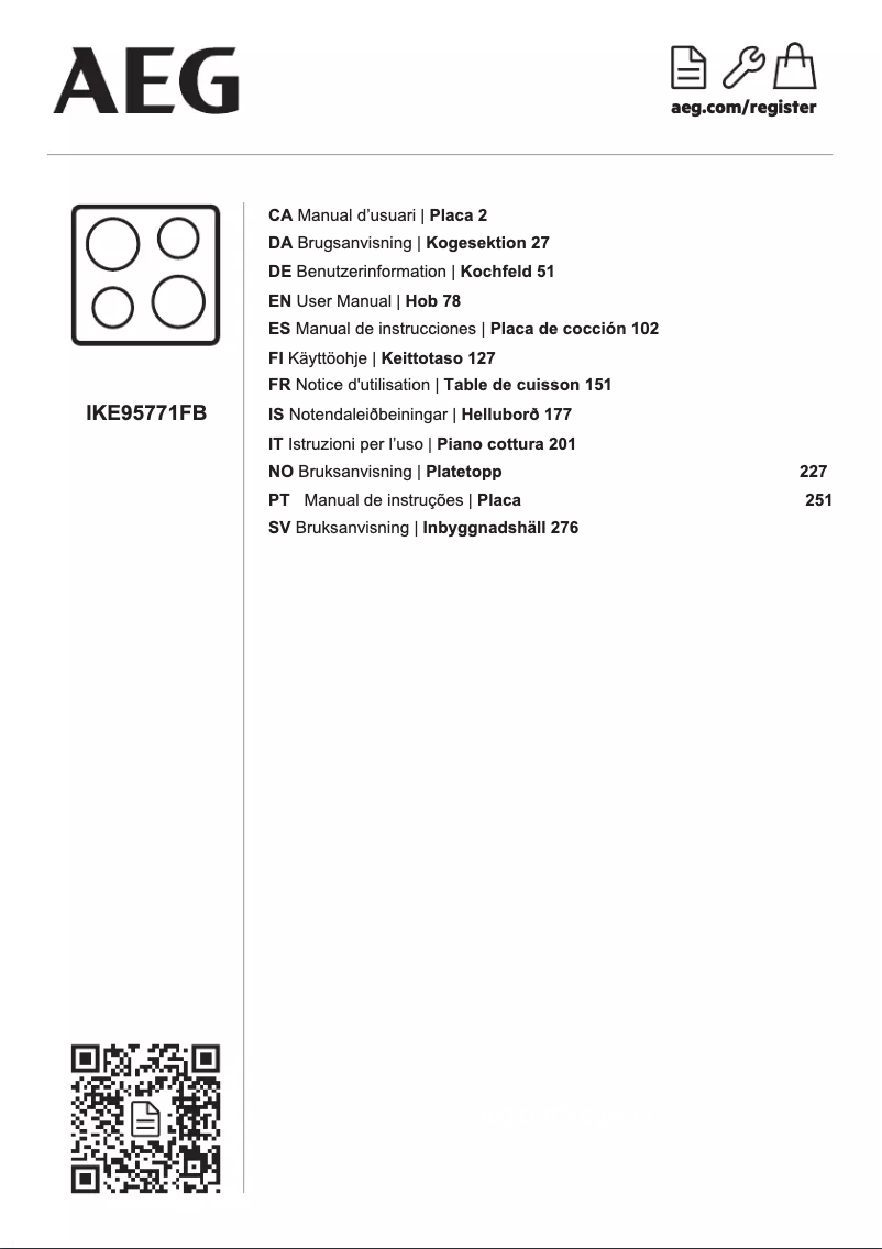 Page 1 de la notice Manuel utilisateur AEG FlexiBridge IKE95771FB