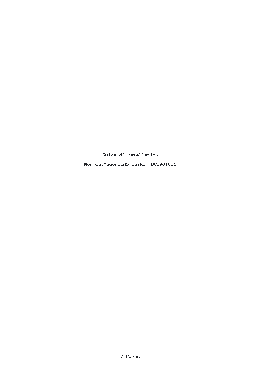 Page 1 de la notice Guide d'installation Daikin DCS601C51
