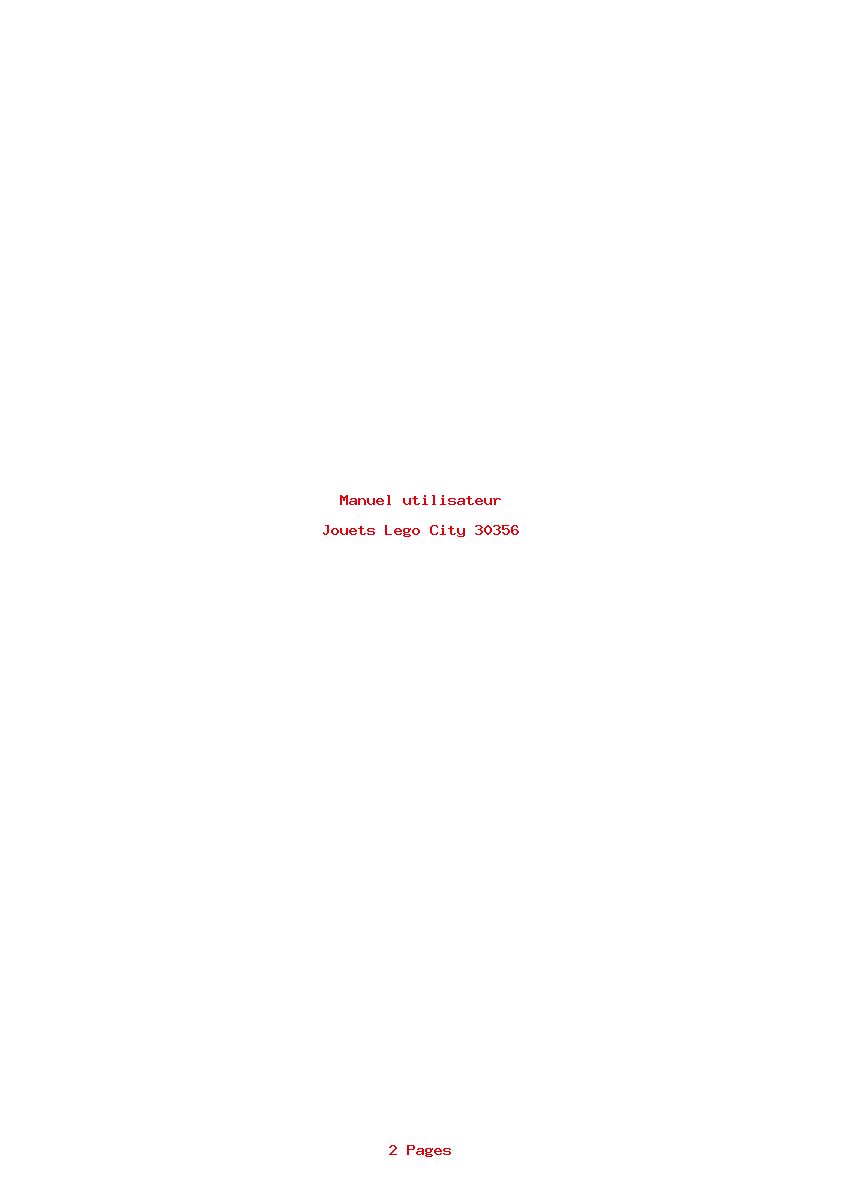 Page 1 de la notice Manuel utilisateur Lego City 30356