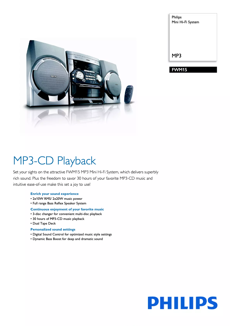 Page n°1 - Brochure Philips FWM15