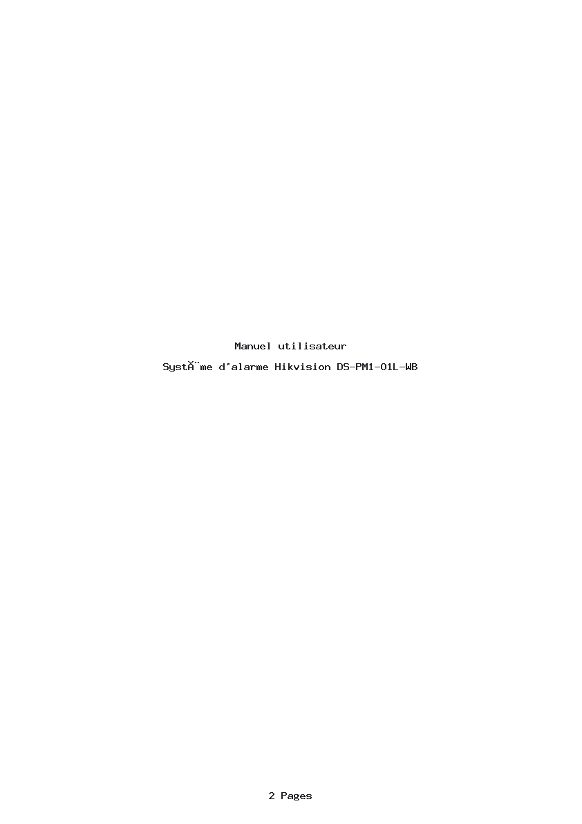 Page 1 de la notice Manuel utilisateur Hikvision DS-PM1-O1L-WB