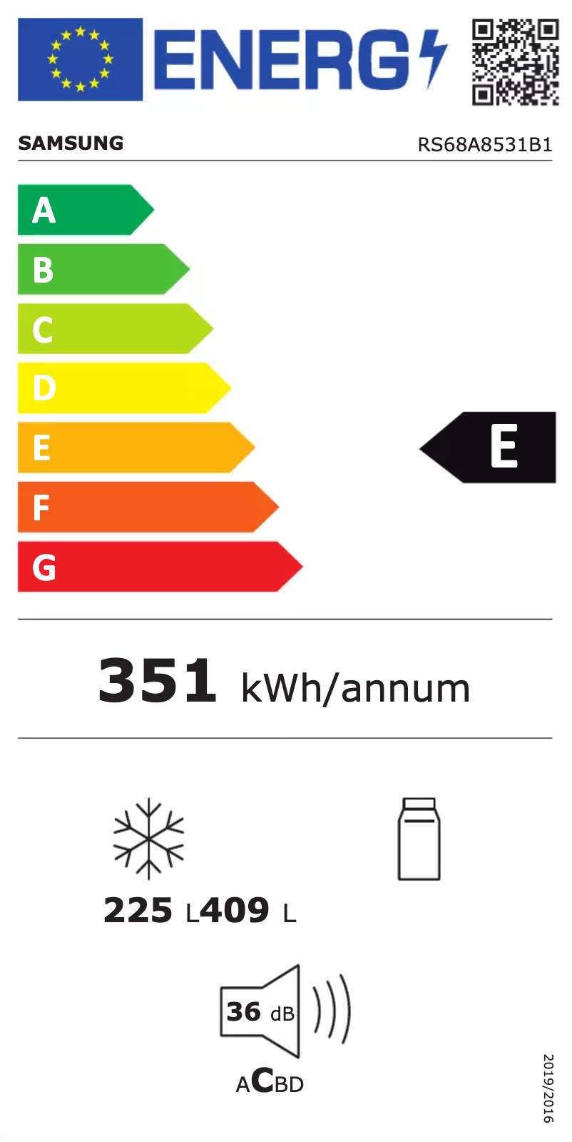 Página 1 del manual Etiqueta energética Samsung RS68A8531B1