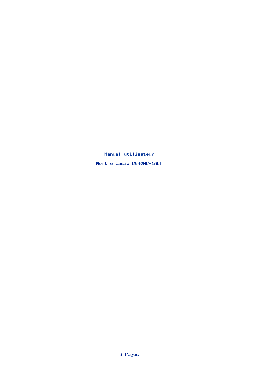 Page 1 de la notice Manuel utilisateur Casio B640WB-1AEF