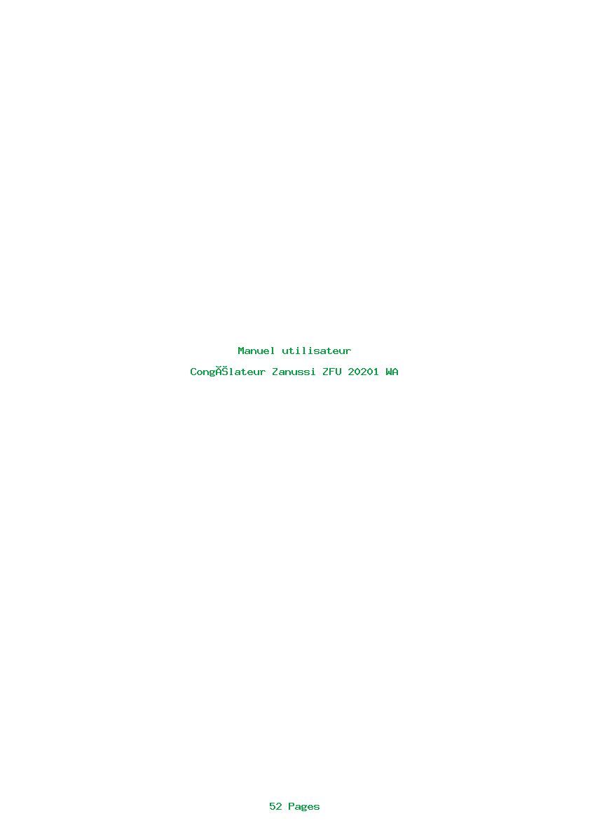 Page 1 de la notice Manuel utilisateur Zanussi ZFU 20201 WA