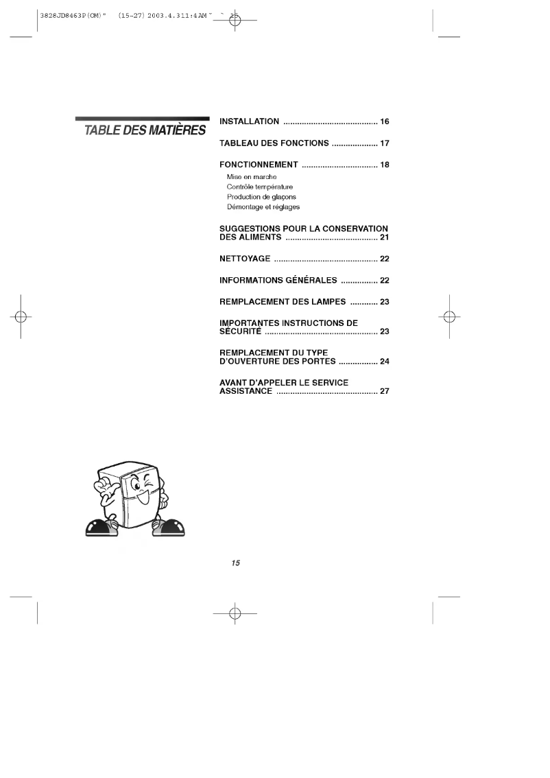 Page 1 de la notice Manuel utilisateur LG LRTX18311WW