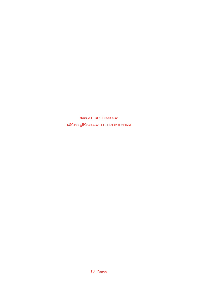 Page 1 de la notice Manuel utilisateur LG LRTX18311WW
