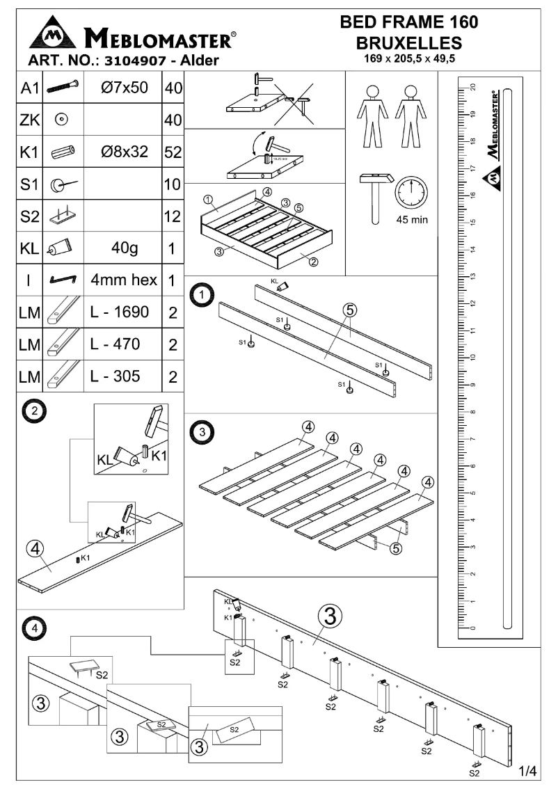 Page 1 de la notice Manuel utilisateur JYSK Gentofte (160x200)