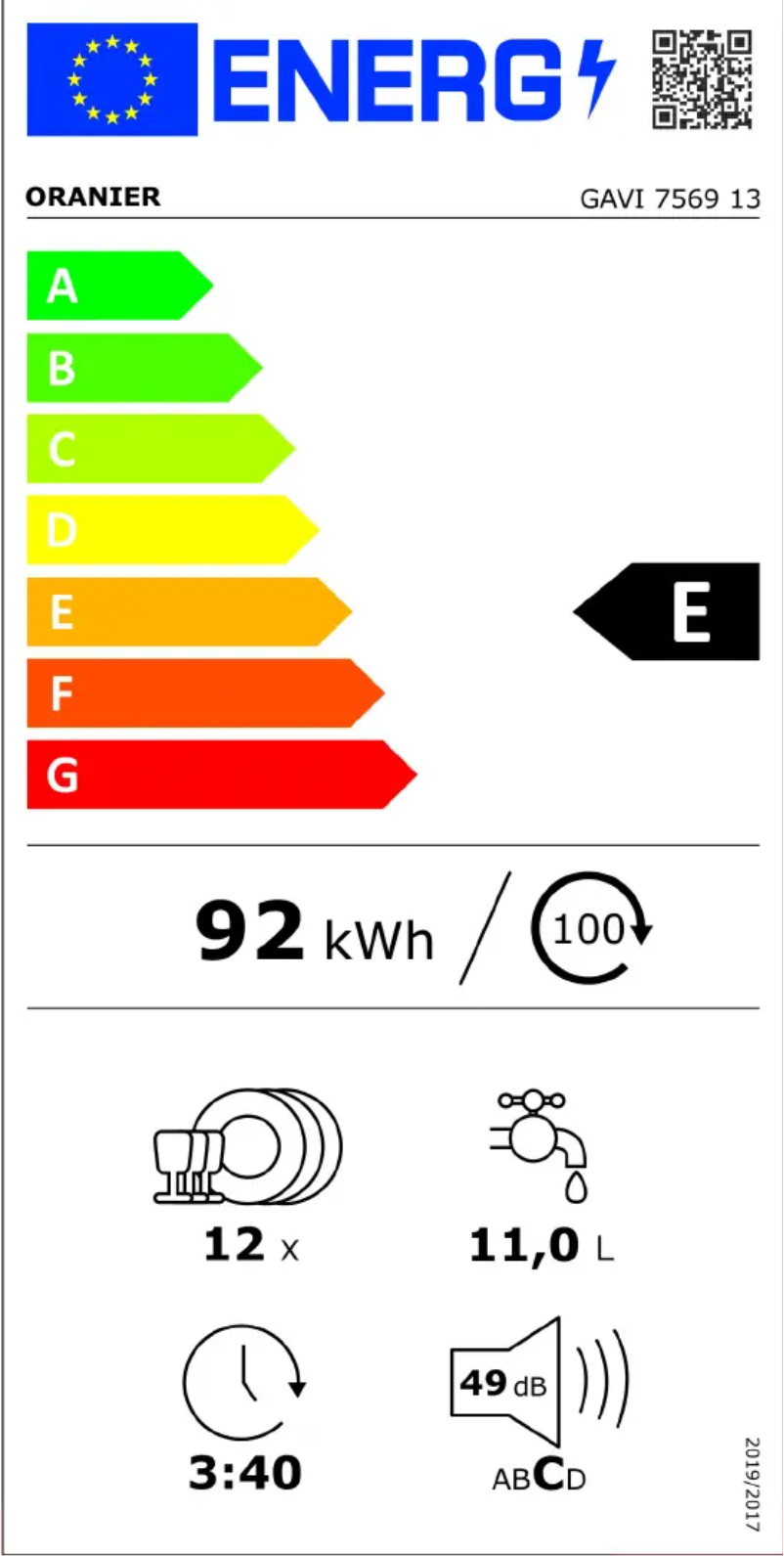 Page 1 de la notice Manuel utilisateur Oranier GAVI 7569