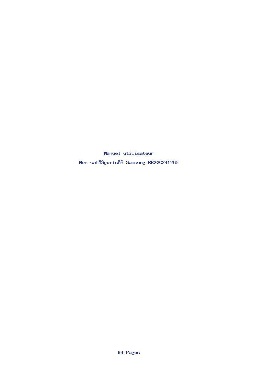 Page 1 de la notice Manuel utilisateur Samsung RR20C2412GS