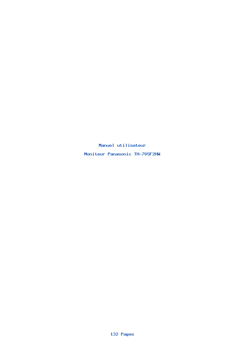 Page 1 de la notice Manuel utilisateur Panasonic TH-70SF2HW