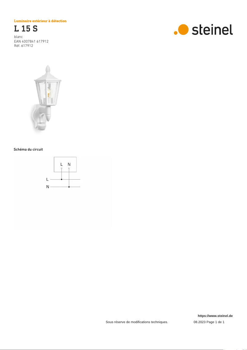 Página 1 del manual Diagrama de cableado Steinel L 15 S
