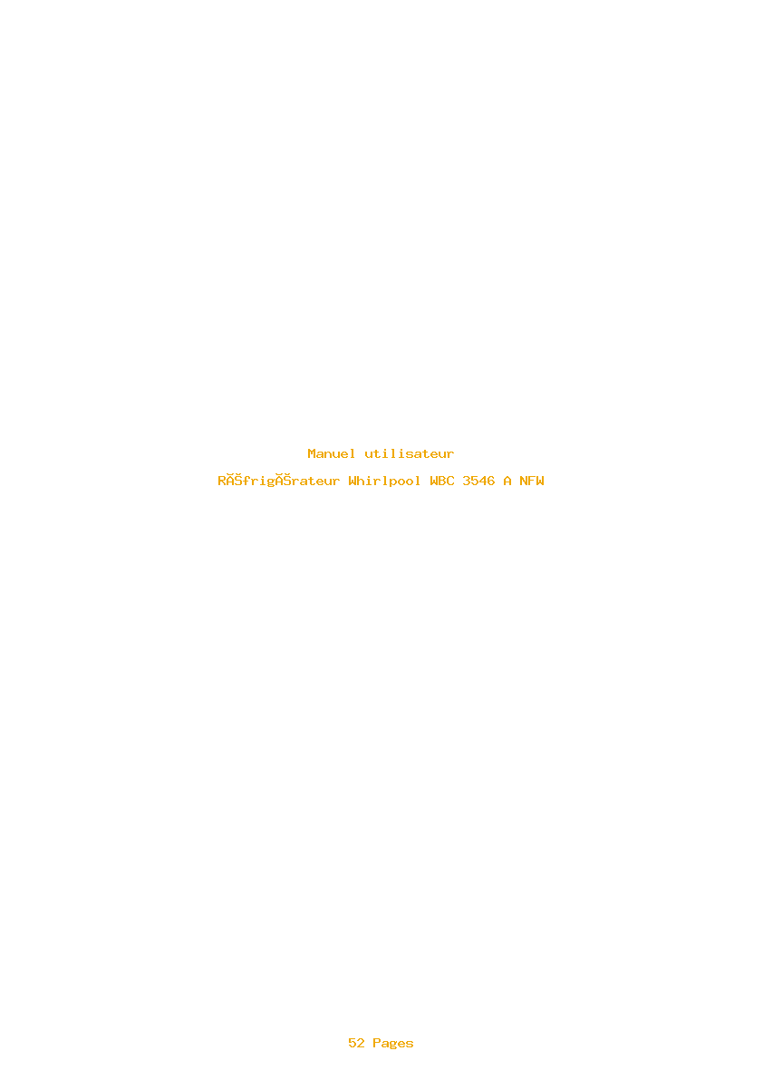 Page 1 de la notice Manuel utilisateur Whirlpool WBC 3546 A NFW