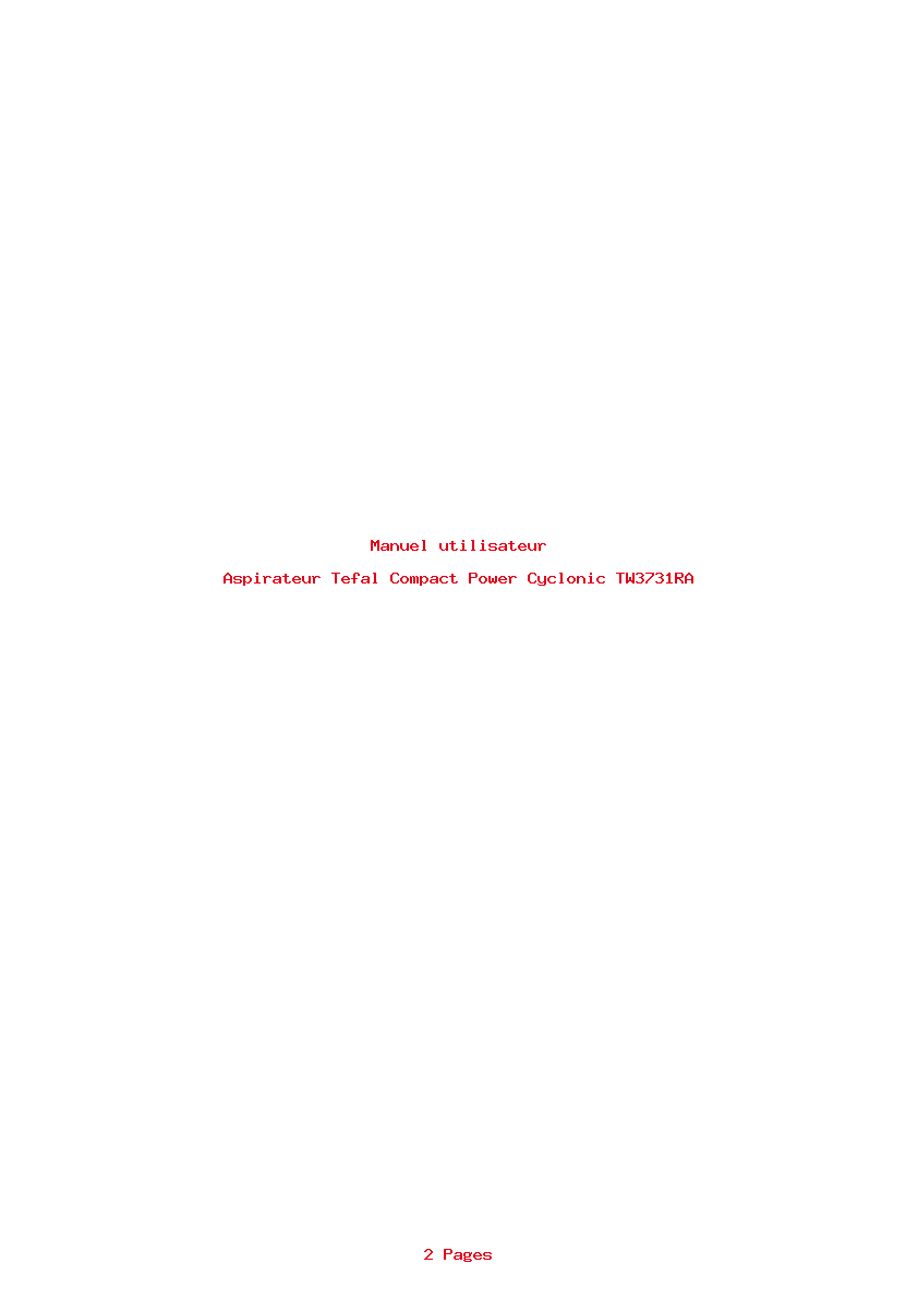 Page 1 de la notice Manuel utilisateur Tefal Compact Power Cyclonic TW3731RA