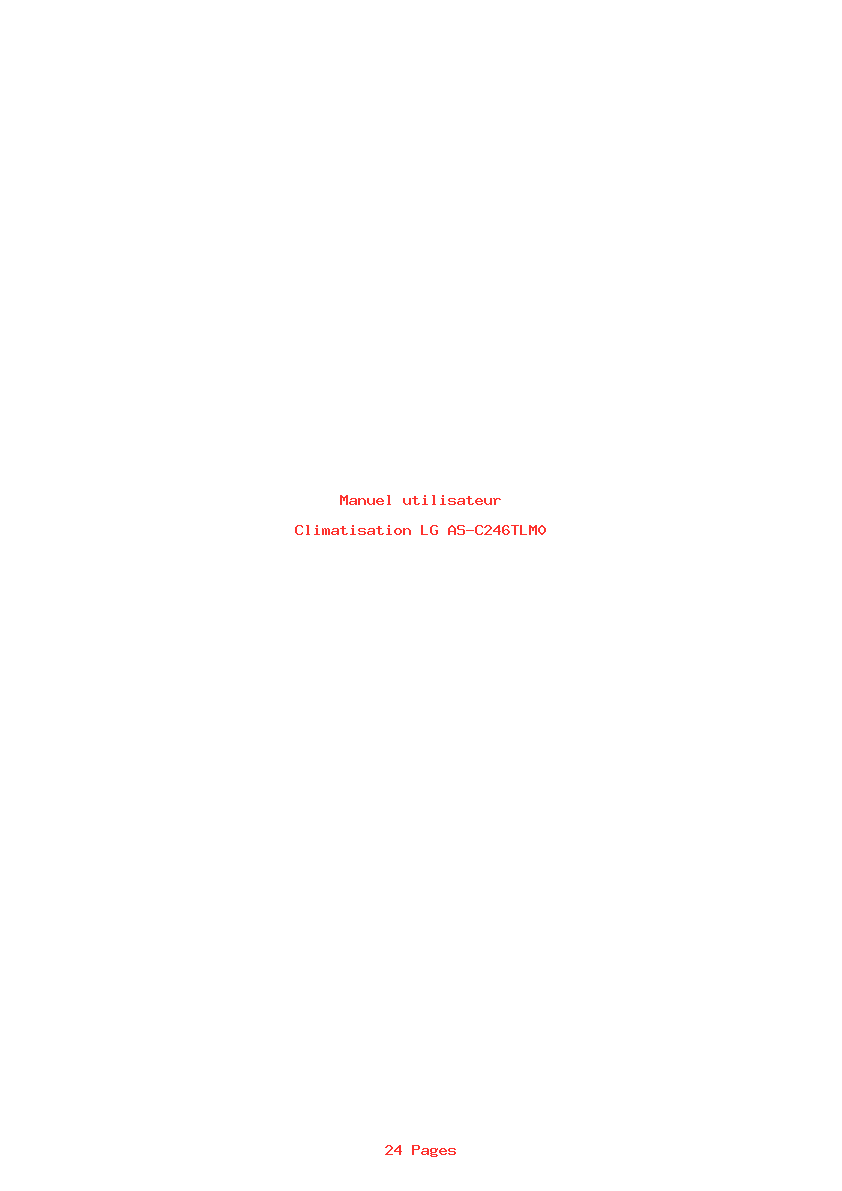 Page 1 de la notice Manuel utilisateur LG AS-C246TLM0