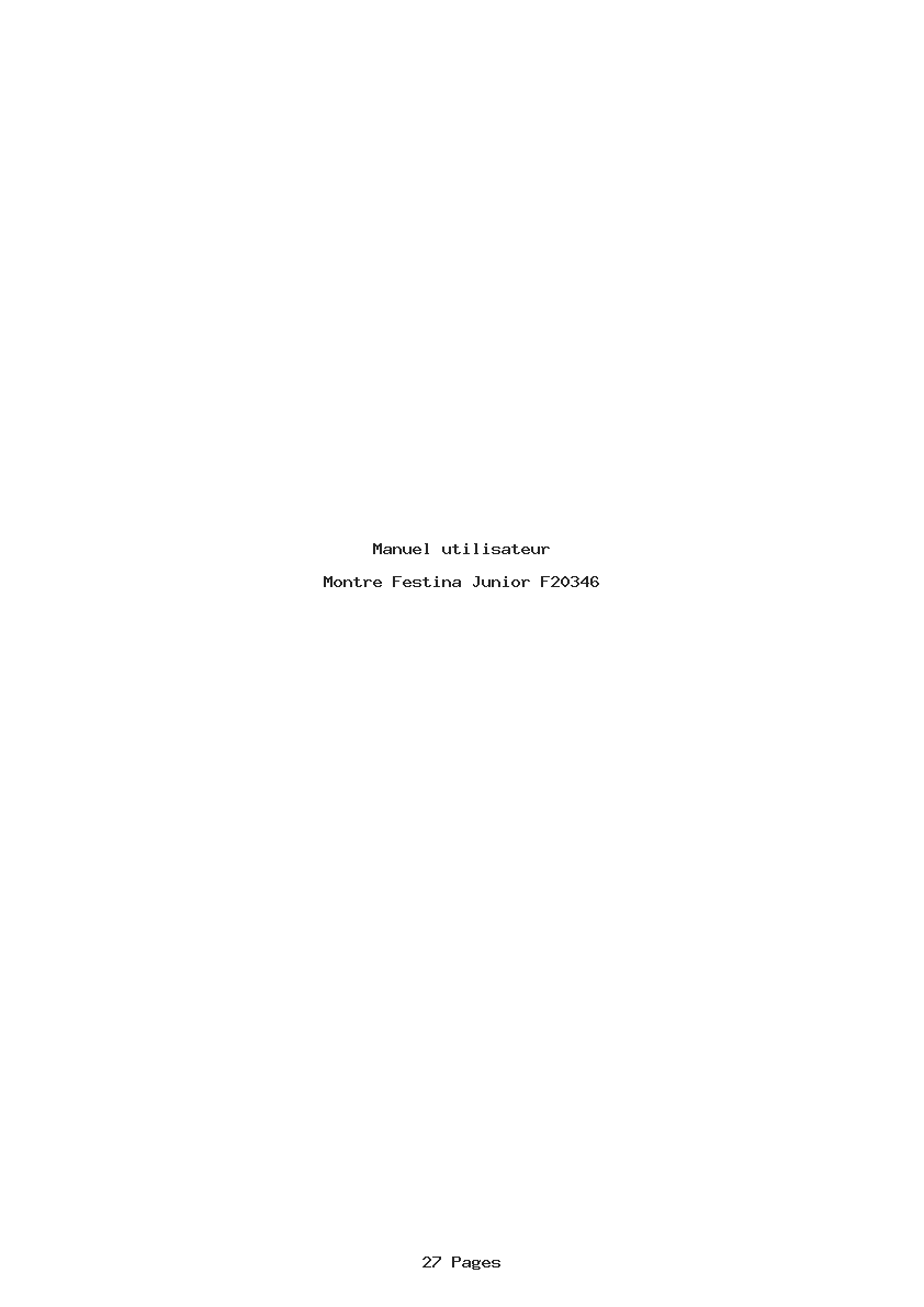 Page 1 de la notice Manuel utilisateur Festina Junior F20346