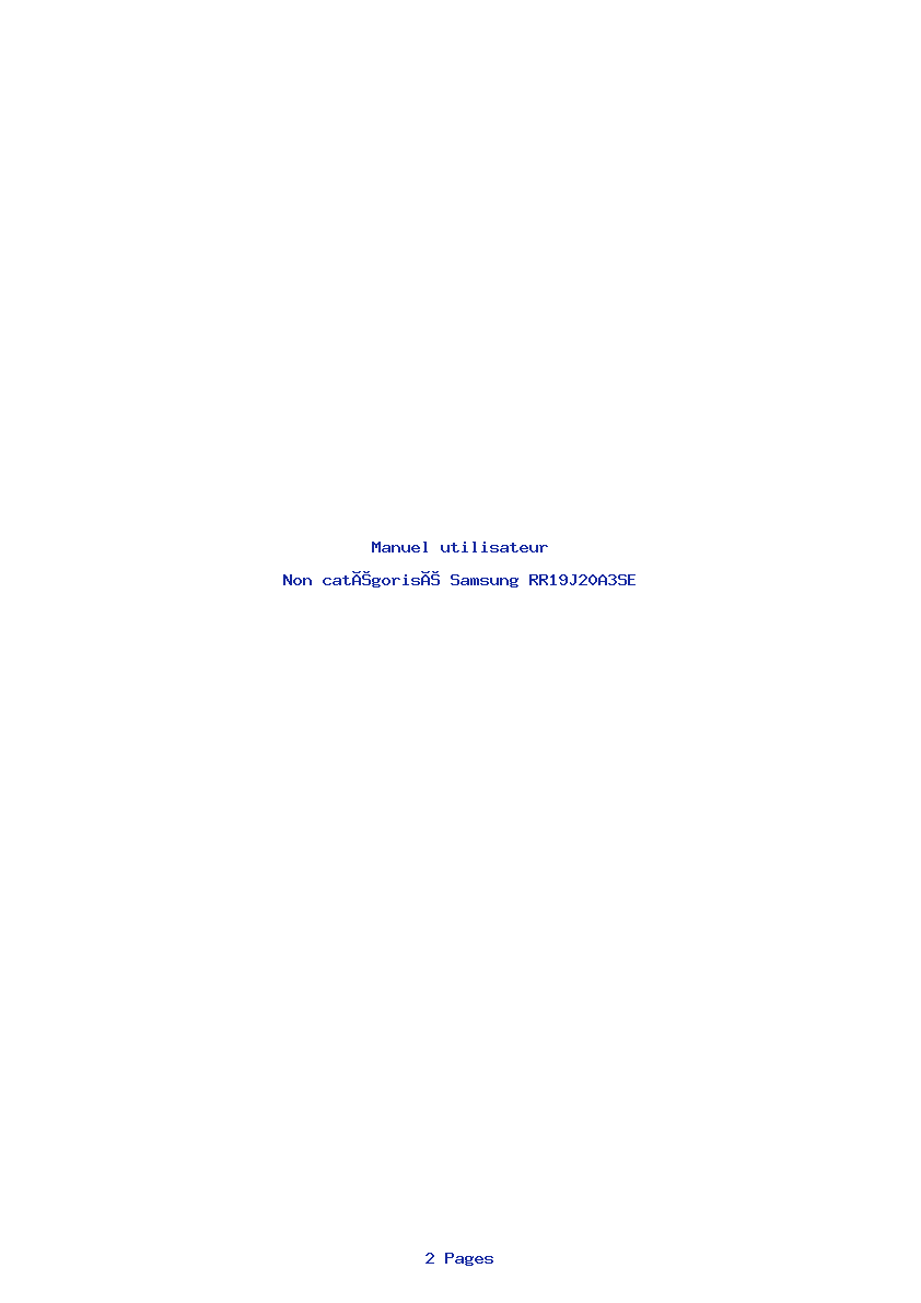 Page 1 de la notice Manuel utilisateur Samsung RR19J20A3SE