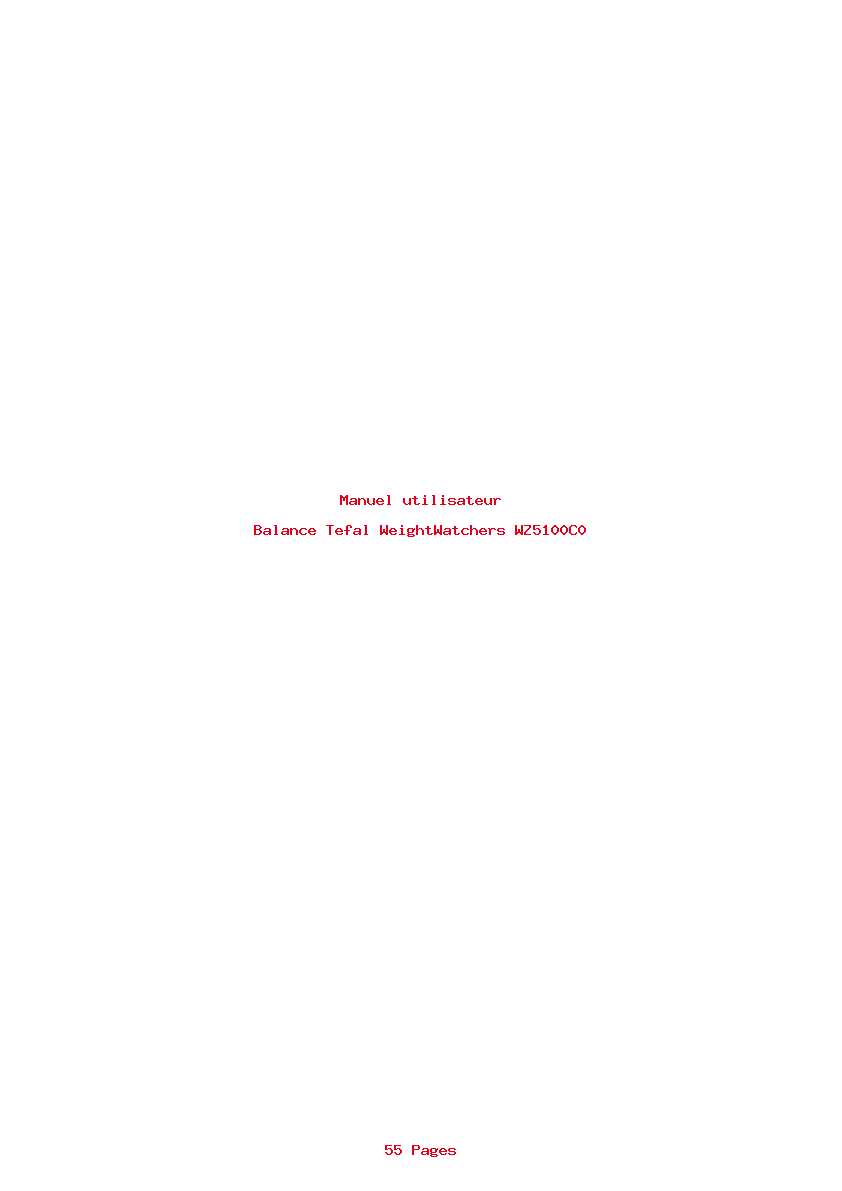 Page 1 de la notice Manuel utilisateur Tefal WeightWatchers WZ5100C0