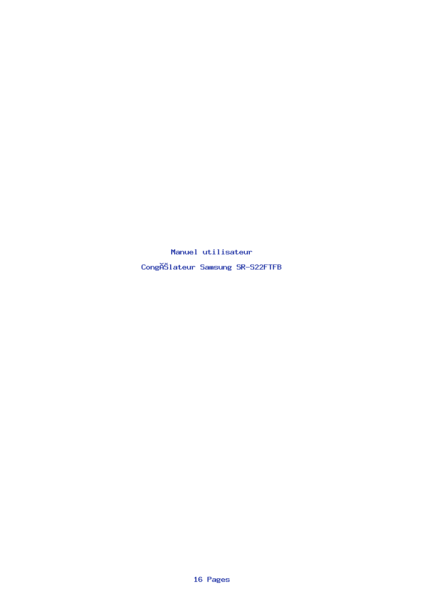 Page 1 de la notice Manuel utilisateur Samsung SR-S22FTFB