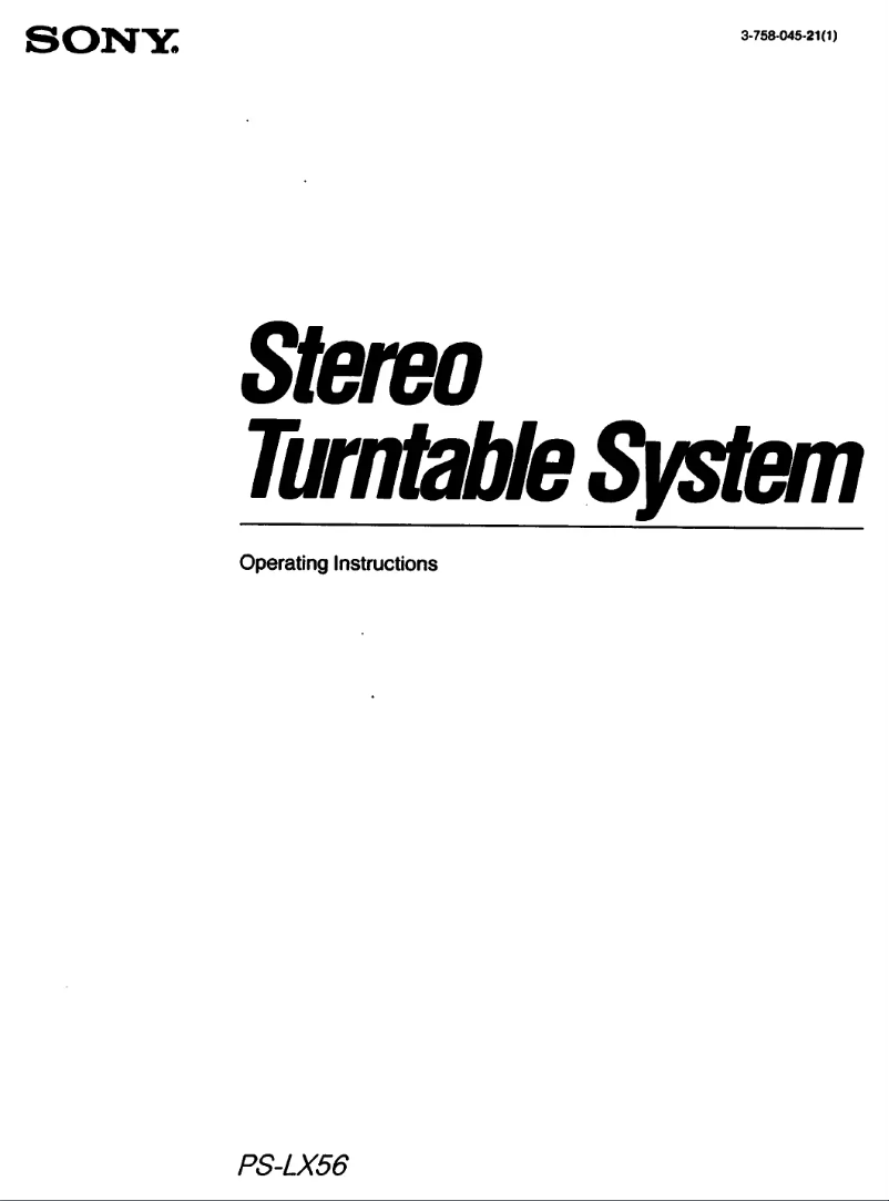 Page 1 de la notice Manuel utilisateur Sony PS-LX56