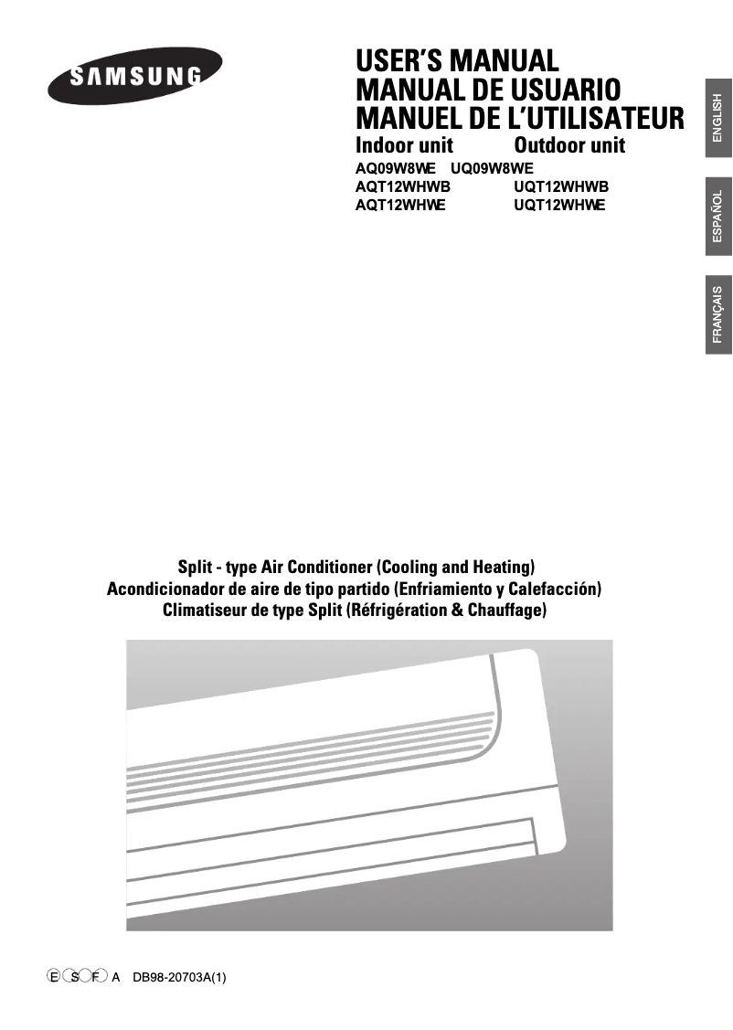 Página 1 del manual Manual de usuario Samsung AQT12WHWE