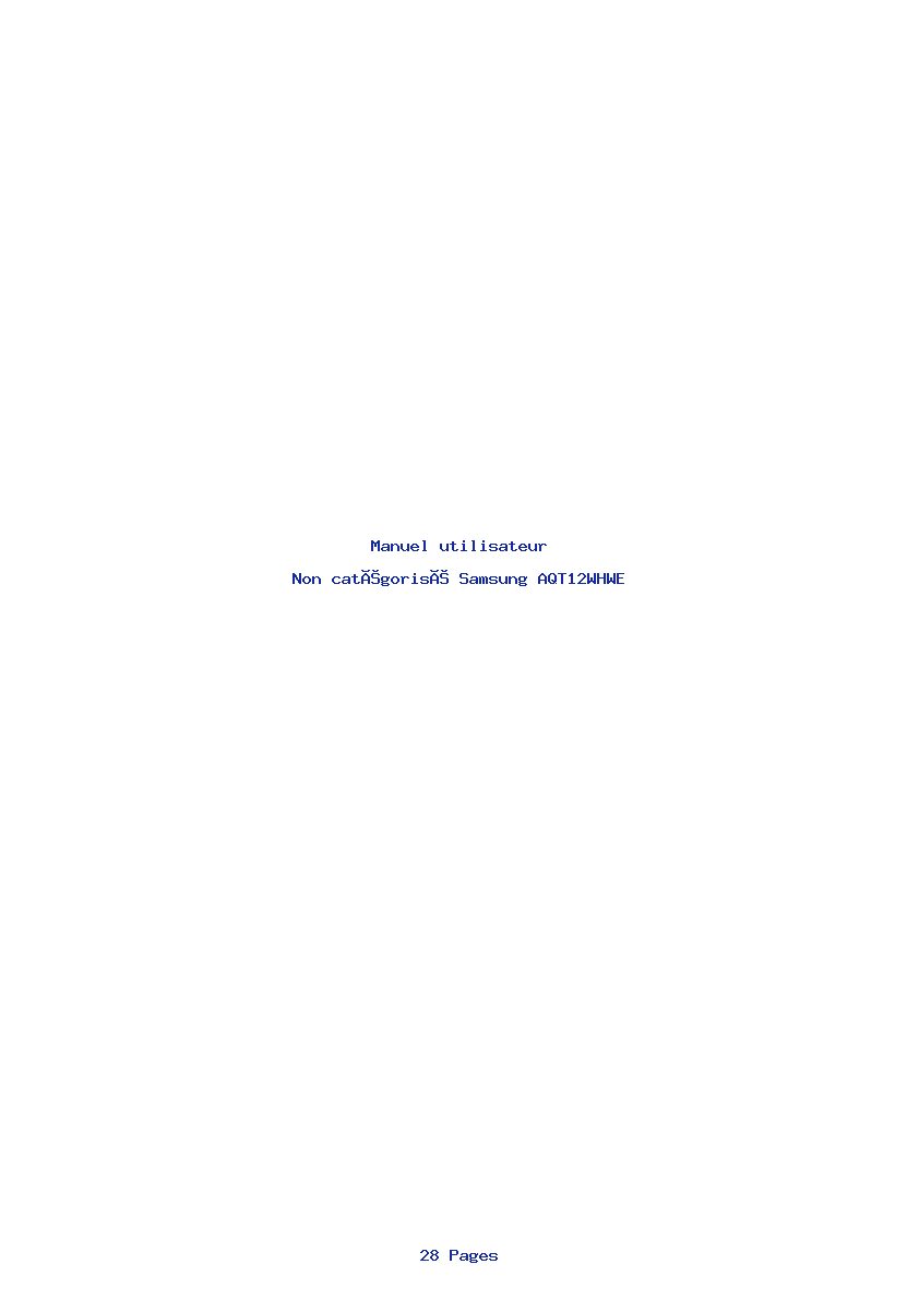 Page 1 de la notice Manuel utilisateur Samsung AQT12WHWE