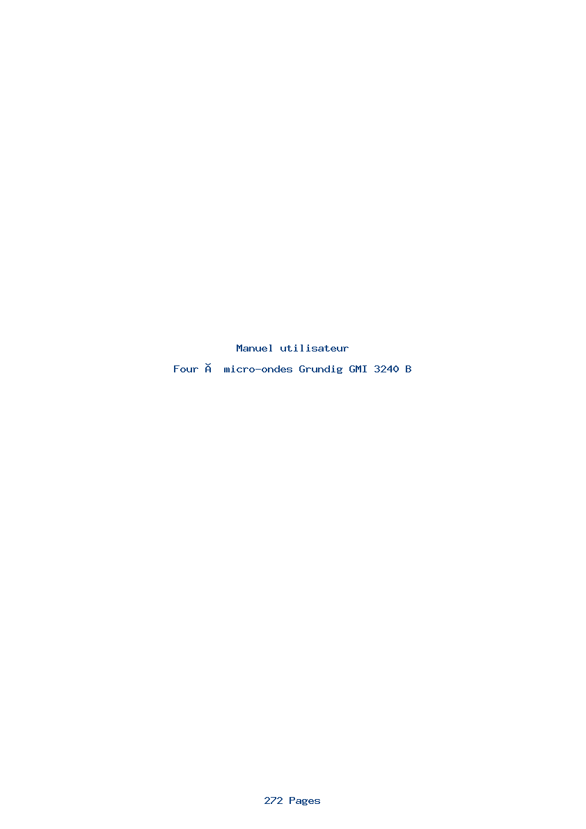Page 1 de la notice Manuel utilisateur Grundig GMI 3240 B