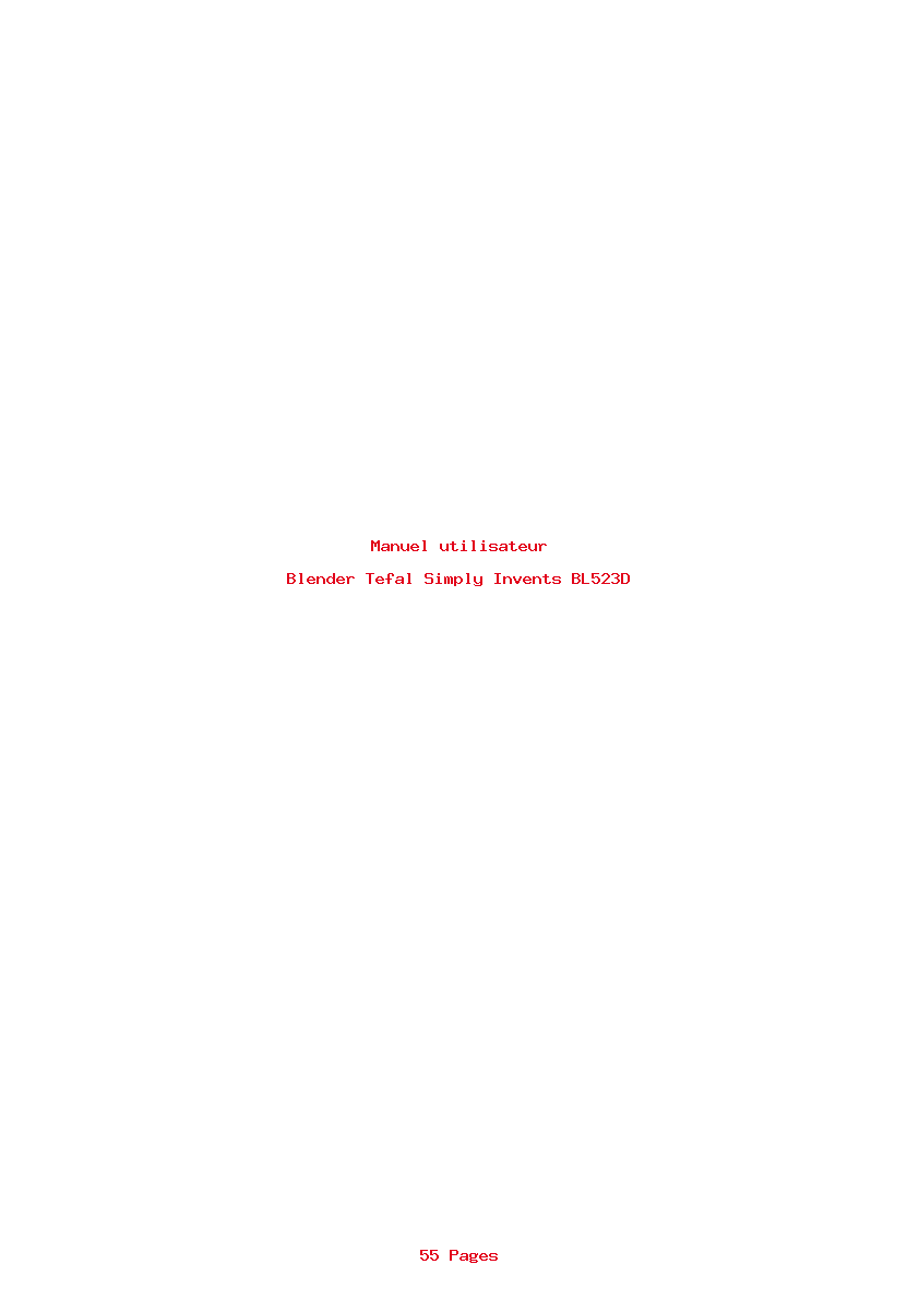Page 1 de la notice Manuel utilisateur Tefal Simply Invents BL523D