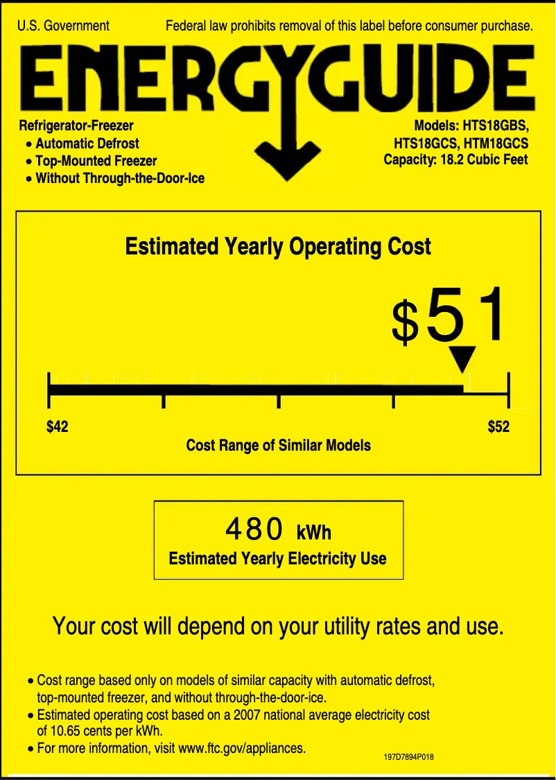 Page 1 de la notice Label énergétique Hotpoint HTM18GCSSA