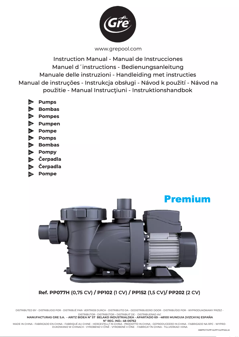 Página 1 del manual Manual de usuario Gre PP201
