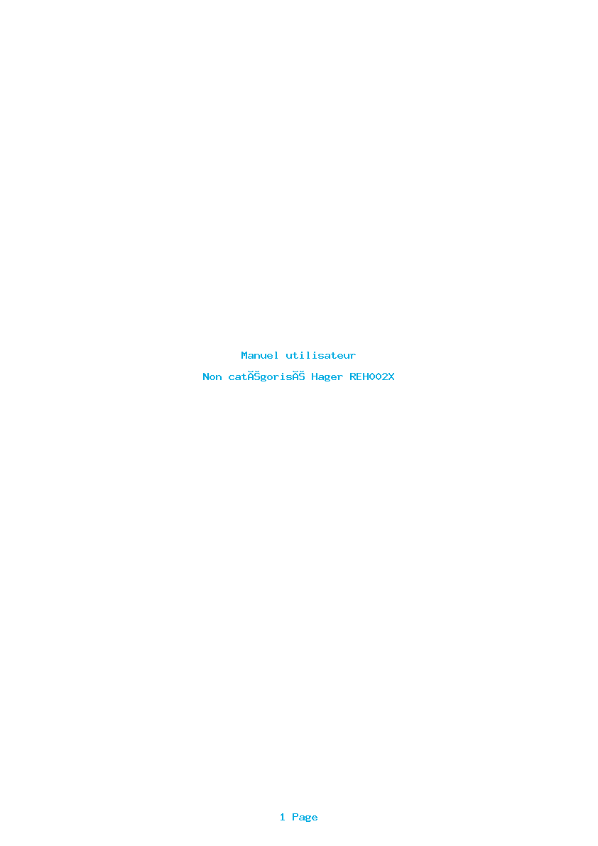 Page 1 de la notice Manuel utilisateur Hager REH002X