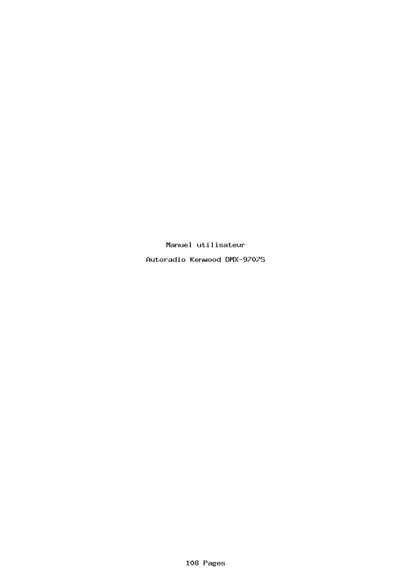 Page 1 de la notice Manuel utilisateur Kenwood DMX-9707S