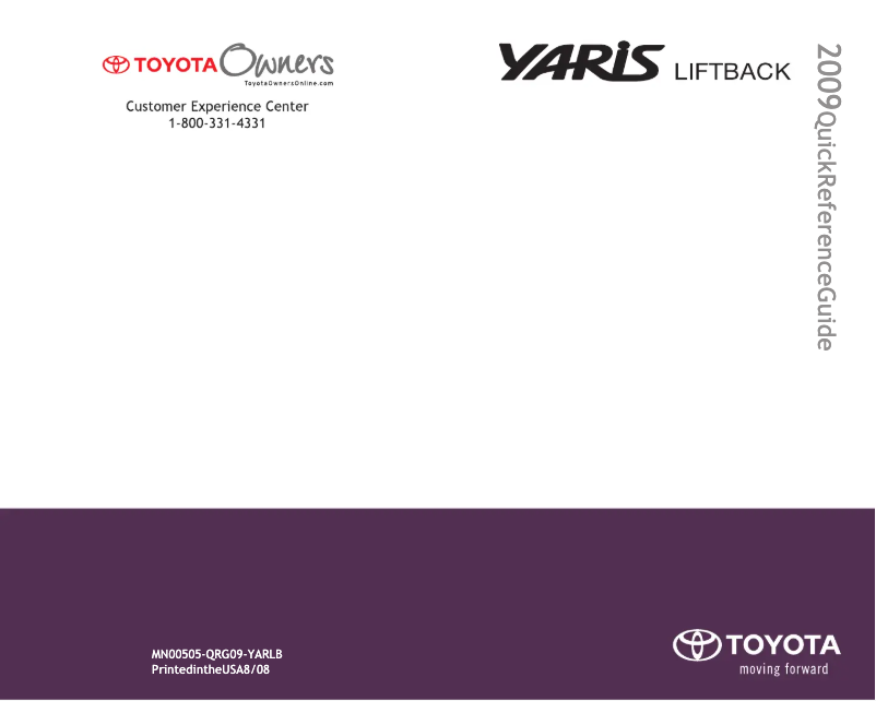 Page 1 de la notice Manuel utilisateur Toyota Yaris Hatchback (2009)