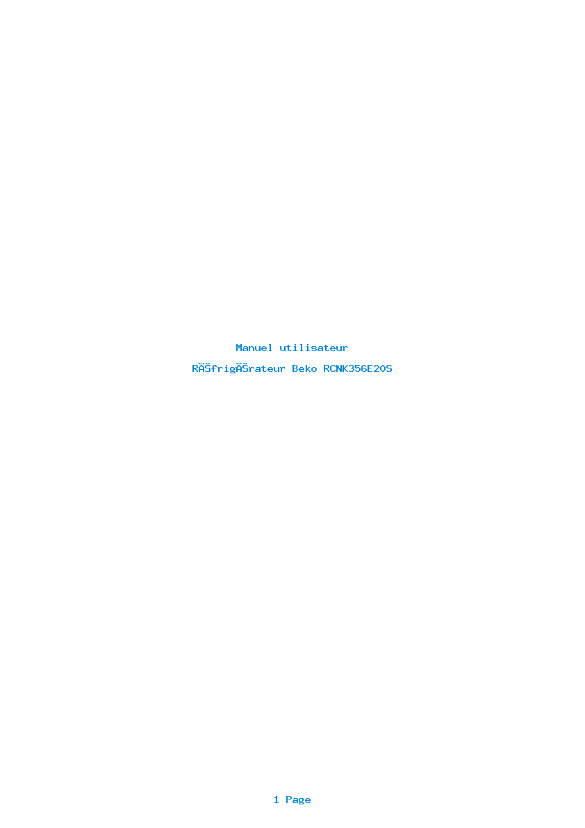 Page 1 de la notice Manuel utilisateur Beko RCNK356E20S