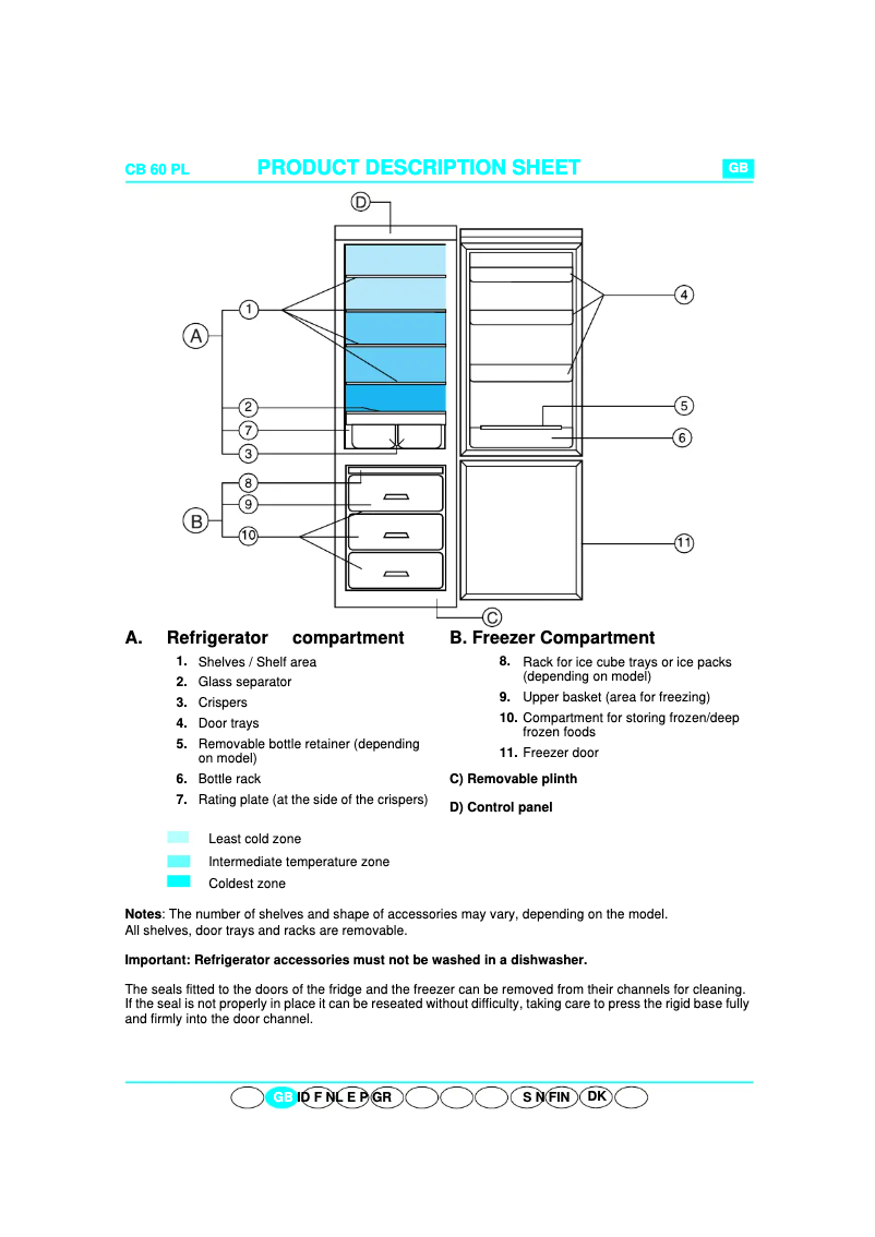 Page 1 de la notice Manuel utilisateur Whirlpool ART 831-2/G