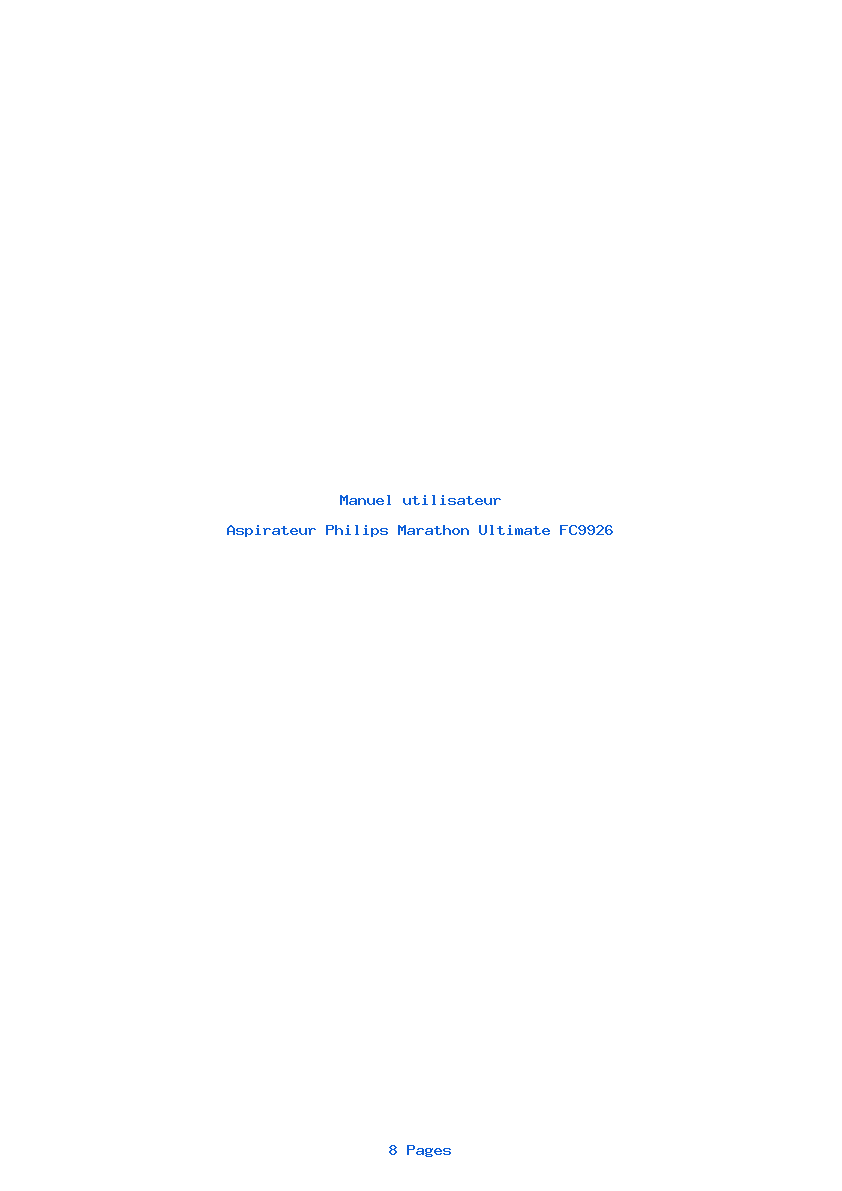 Page 1 de la notice Manuel utilisateur Philips Marathon Ultimate FC9926