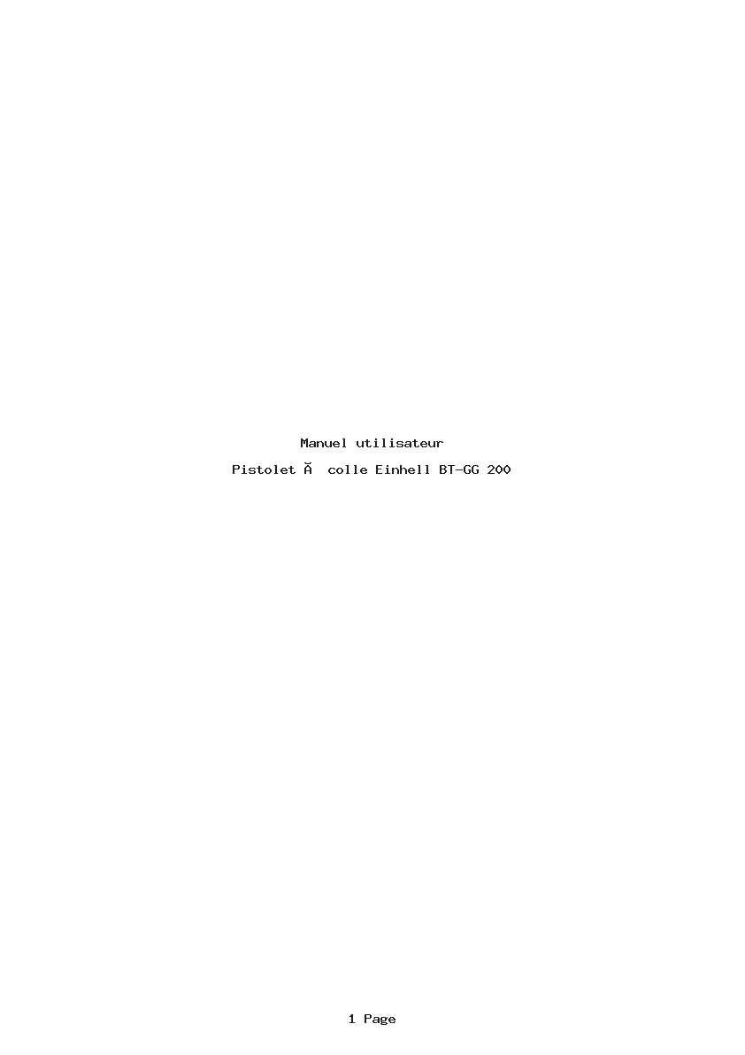 Page 1 de la notice Manuel utilisateur Einhell BT-GG 200