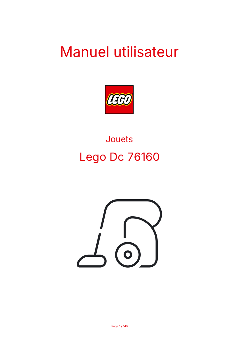Page 1 de la notice Manuel utilisateur Lego Dc 76160