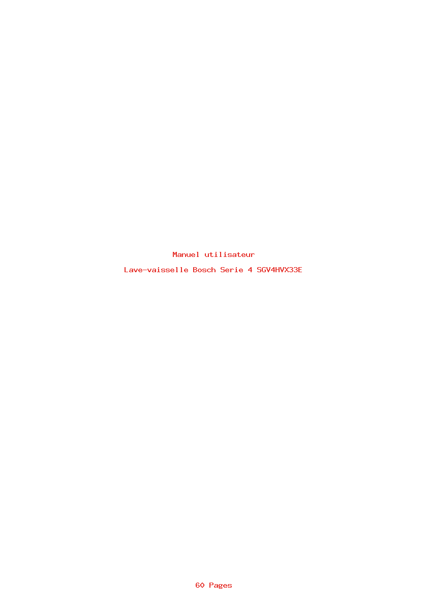 Page 1 de la notice Manuel utilisateur Bosch Serie 4 SGV4HVX33E
