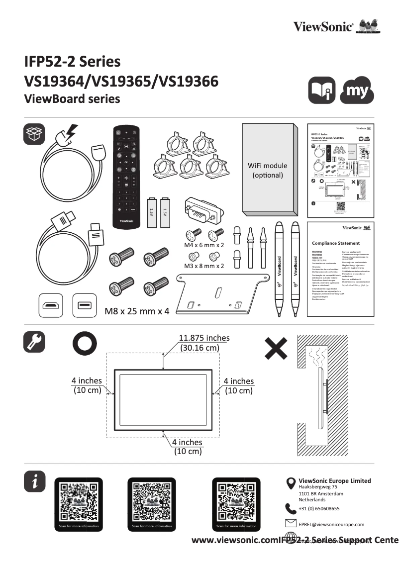 Página 1 del manual Guía de inicio rápido Viewsonic ViewBoard IFP7552-2