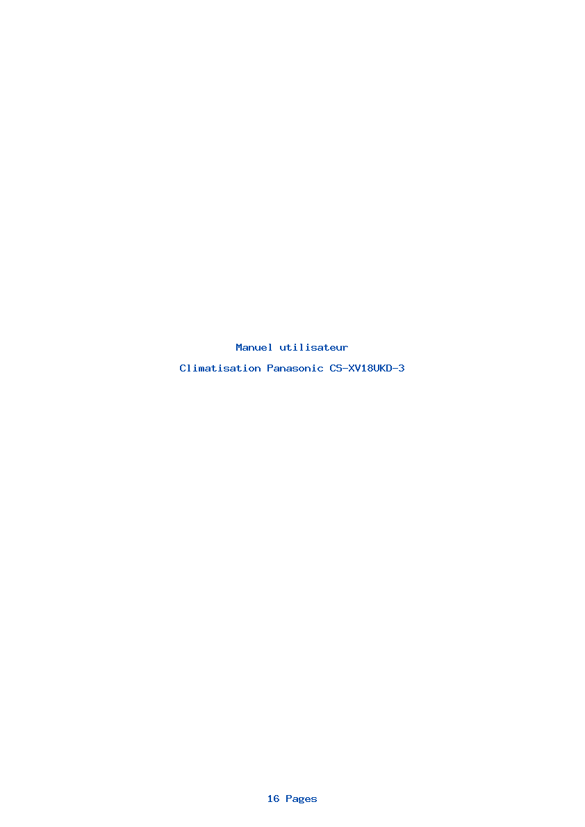Page 1 de la notice Manuel utilisateur Panasonic CS-XV18UKD-3