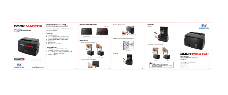 Page 1 de la notice Manuel utilisateur Kingwin DM-2535U3