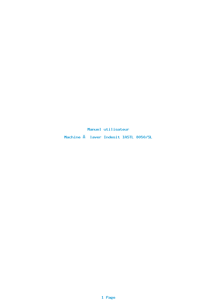 Page 1 de la notice Manuel utilisateur Indesit IASTL 8050/SL