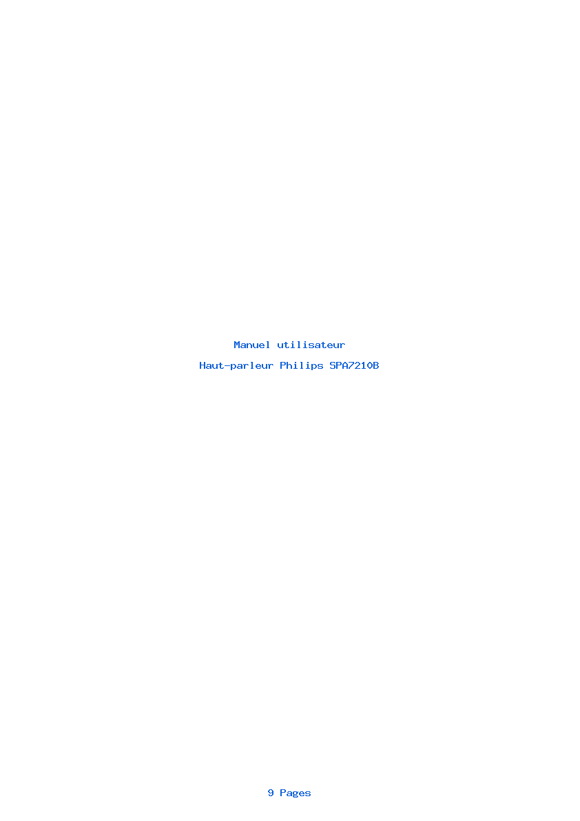 Page 1 de la notice Manuel utilisateur Philips SPA7210B