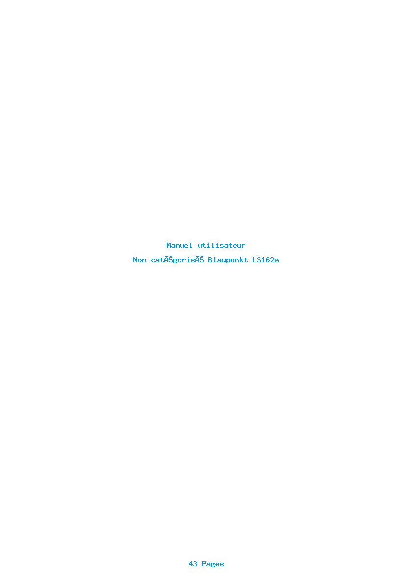Page 1 de la notice Manuel utilisateur Blaupunkt LS162e
