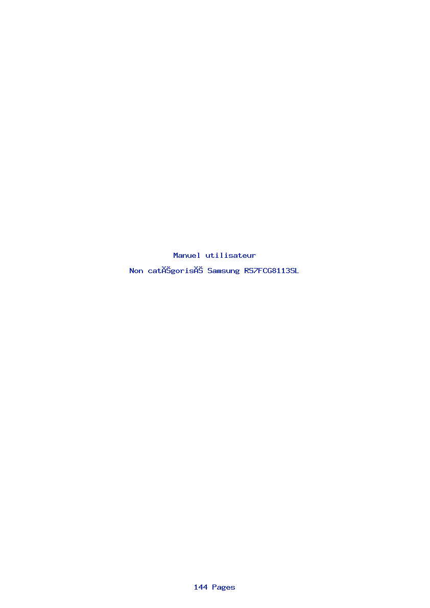 Page 1 de la notice Manuel utilisateur Samsung RS7FCG8113SL